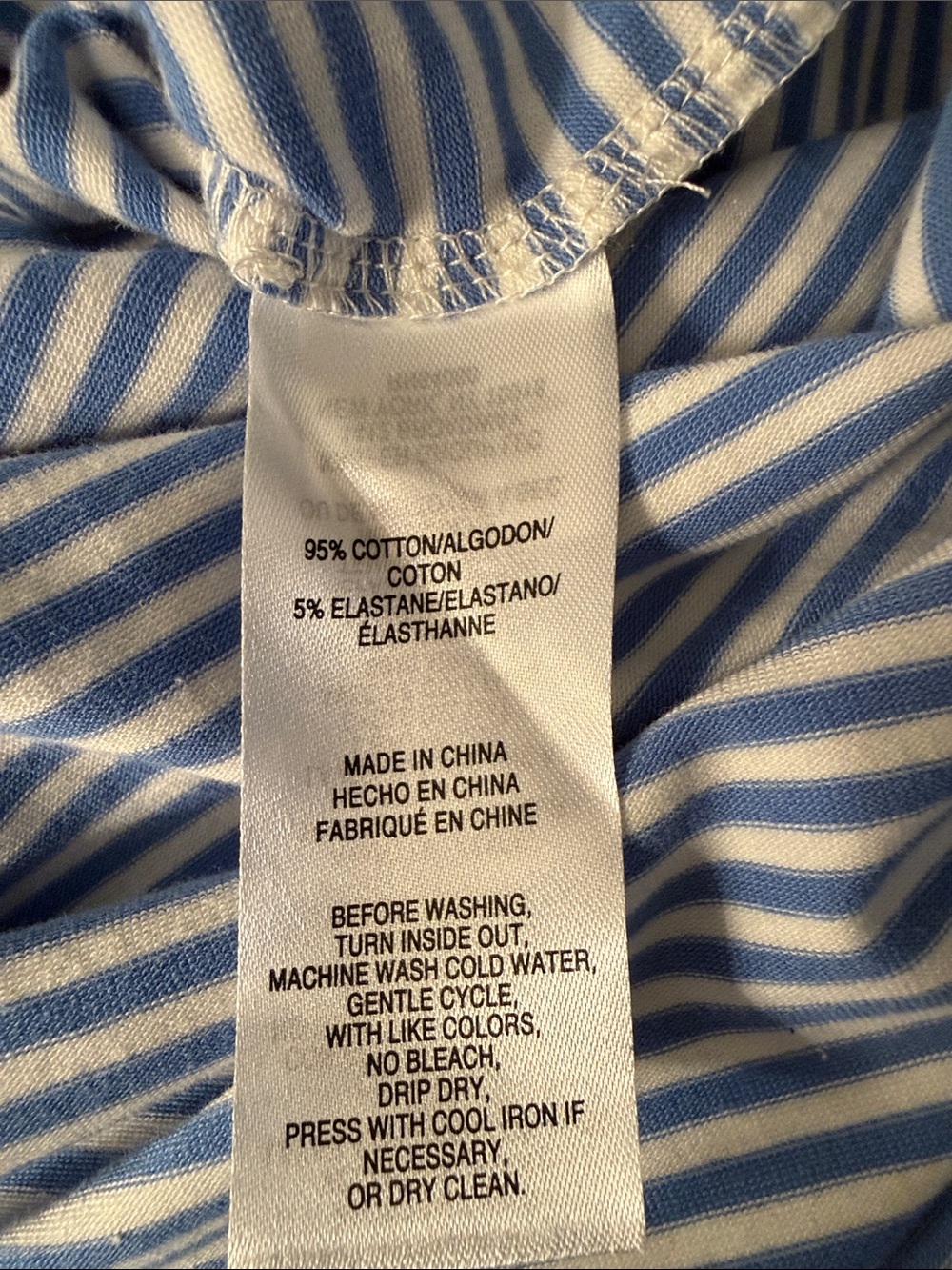 Jones New York Blue and White Striped Ruffle-Sleeve Tee - Picture 5 of 5